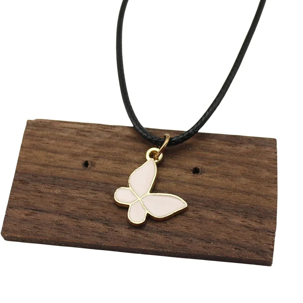 Pink Color Butterfly Pendant Chokers Necklace for Women PU Leather Chain New Party Jewelry