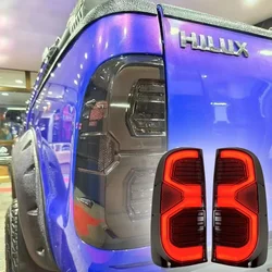 Car LED Tail Lights Taillight For Toyota Hilux Vigo 2004-2014 Rear Lamp DRL + Dynamic Turn Signal + Reverse + Brake LED