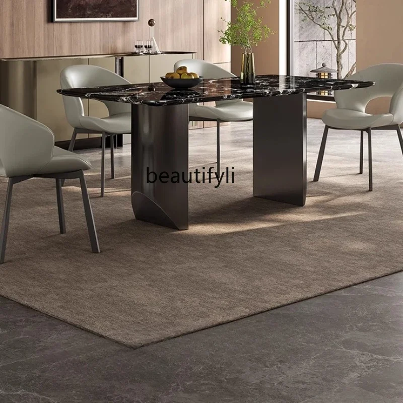 

Luxury stone dining table Italian light luxury rectangular black rose natural marble dining table