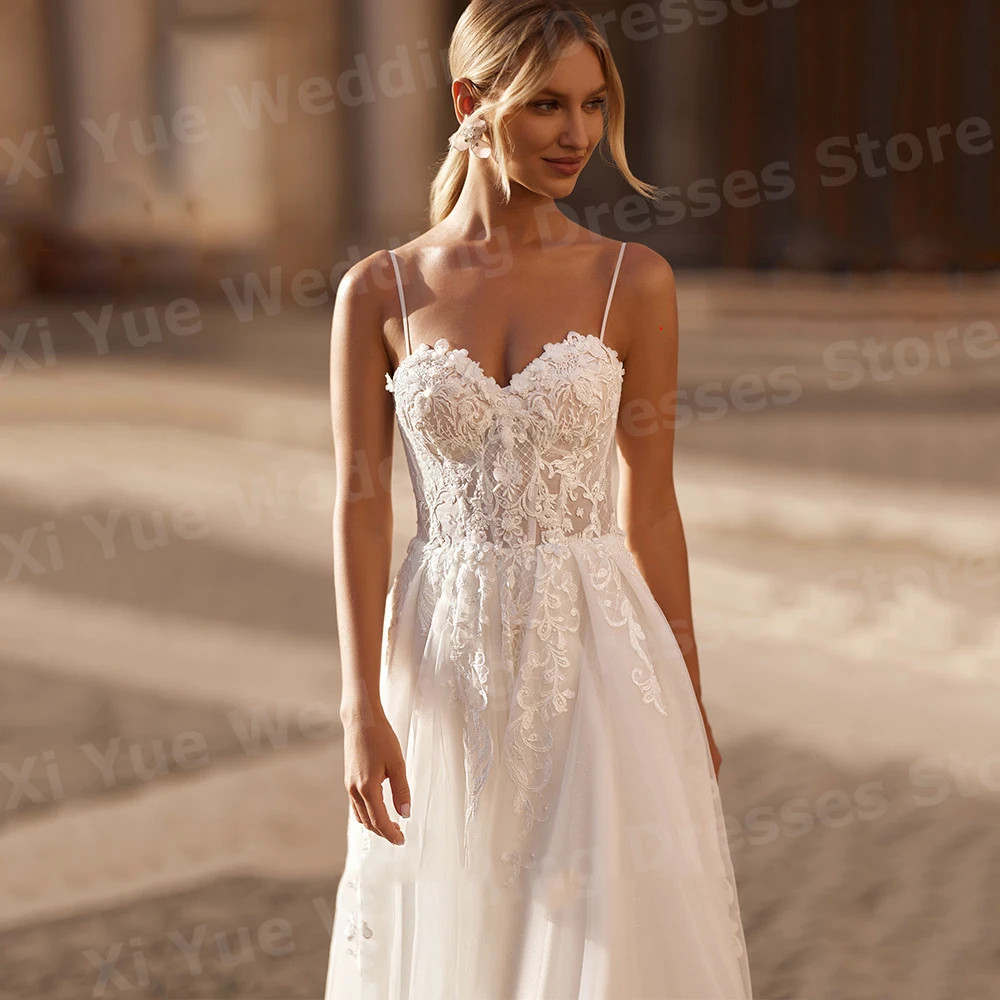 

Элегантные женские свадебные платья трапециевидной формы с разрезом в форме сердца, Vestidos De Novias De Boda, платья невесты по индивидуальному заказу, кружевные аппликации, Vestidos