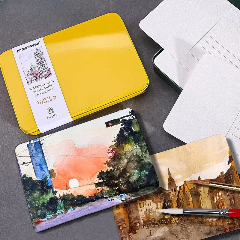 Cotton Watercolor Paper Postcard Style Travel Portable Art Painting Book Medium Rough Grain 300g Sketch Cotton Pulp Paper