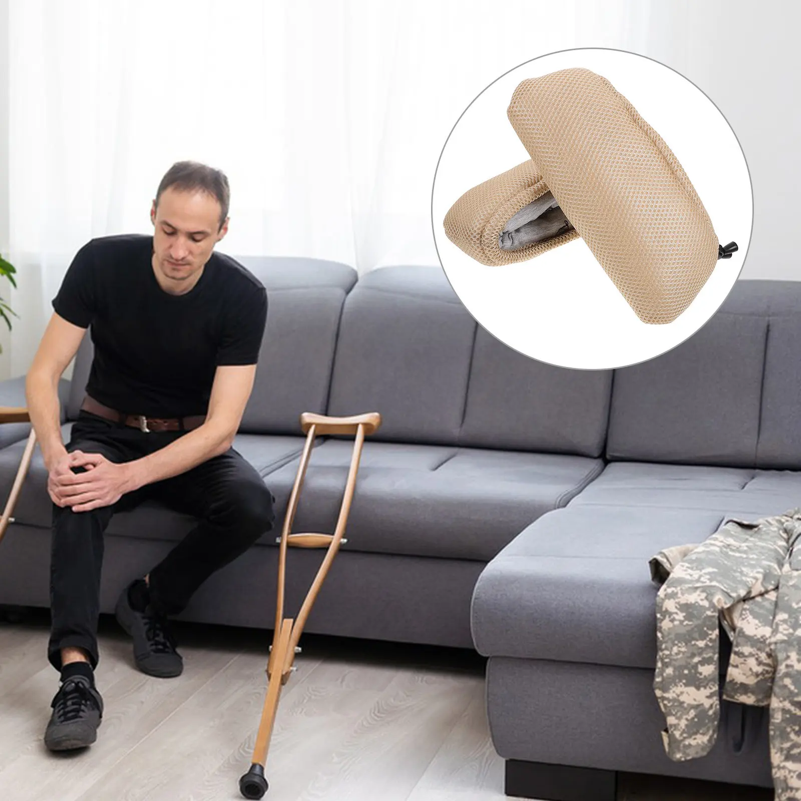 2Pcs Underarm Crutch Pads Cotton Sponge Breathable Antislip Comfortable Crutch Covers Walking Accessories Hand Grips