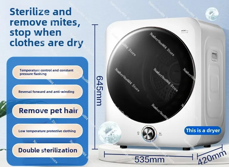 Applicable To Household Small Intelligent Tumble Dryer Straight Line Automatic Baby Clothes Dryer Hair Removal and Sterilization