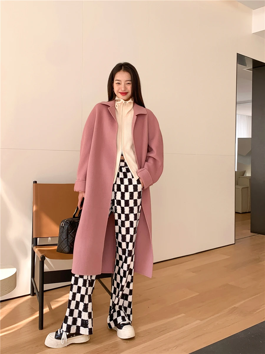 

Limited Edition 937 Little Pull Woolen Coat Handmade Arch Needle ed Pink Aosphere 00% Woolen Commuter Korean Sle
