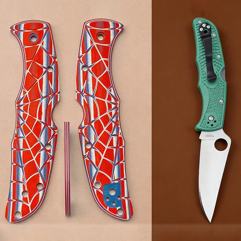 Empuñaduras de cuchillo de material G10 con patrón radial de telaraña CNC para cuchillos Spyderco C10 Endura 4, piezas de repuesto para bricolaje