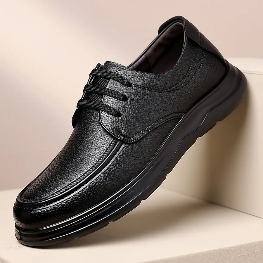 Men's Low-Top Lace-Up Casual Shoes, Textured Uppers, Round Toe, Everyday Wear for Work and Outings