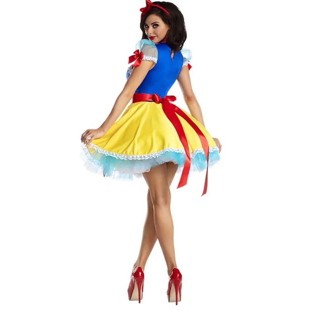 Halloween Carnival Party Sexy Anime Snow White Princess Fancy Gown Fairy Tale Queen Cosplay Costume Fantasia Dress