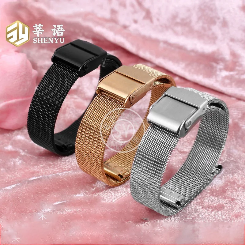 Shenyu-حزام ساعة من الستانلس ستيل للرجال والنساء ، سوار ميلاني ، 10 ، 12 ، 13 ، 14 ، 15 ، 16 ، 17 ، 18 ، 19 ، 20 ، 21 ، 22 ، 24
