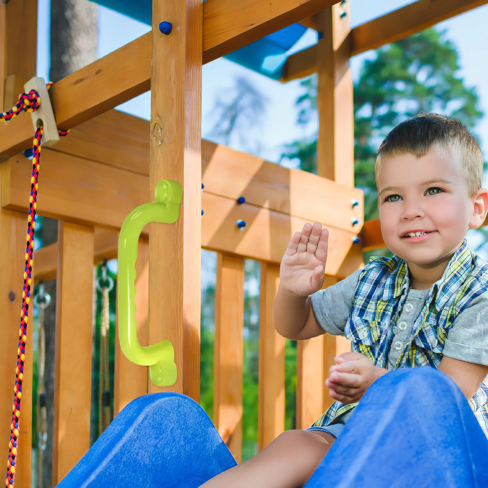 Plastic Climbing Frame Handles for Kids UV Stable Grip Indoor Outdoor Playground Equipment Safe Easy Install Green 25x7.5x2.2cm