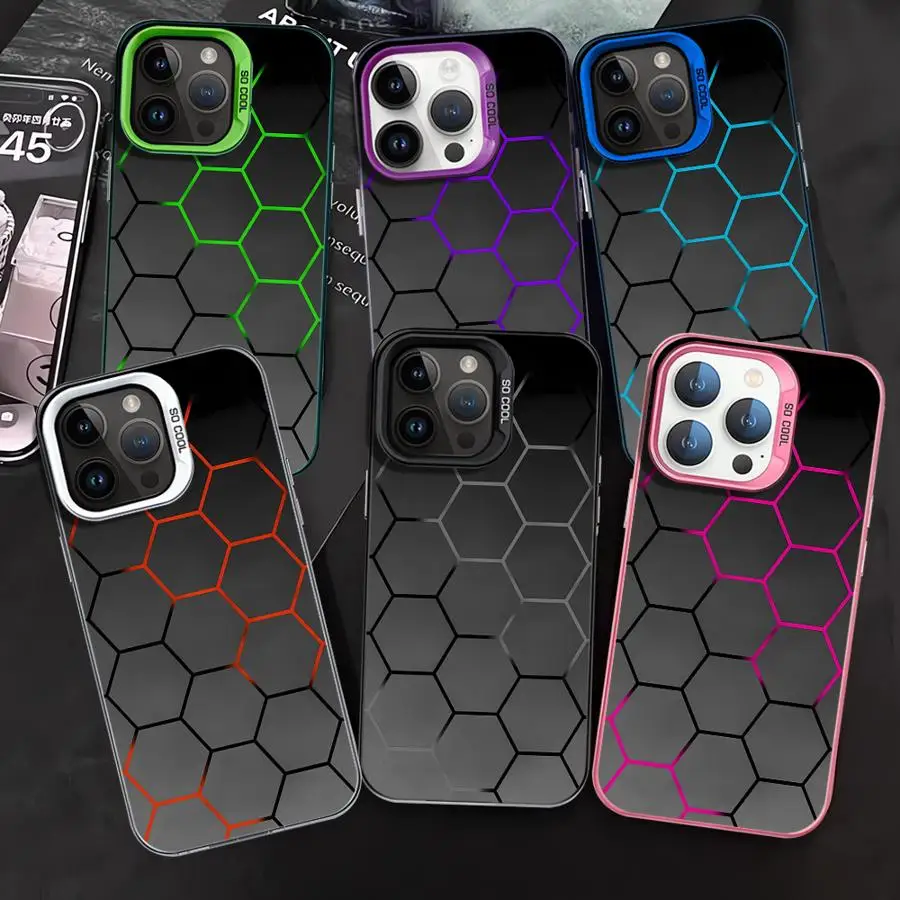 Fashion Honeycomb Design Phone Case for Apple iPhone XR 12 Pro XS Max 11 Pro Max 15 Plus 14 Pro X 13 14 Pro Max 14 Thin Cover