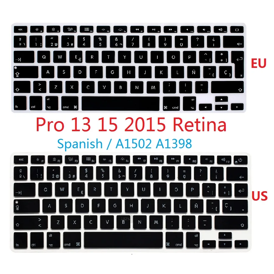 

Spanish TPU Skin for Macbook Pro Retina 13 15 US EU Keyboard Cover A1502 A1398 Spanish For Macbook Pro 13 15 Keyboard Protector