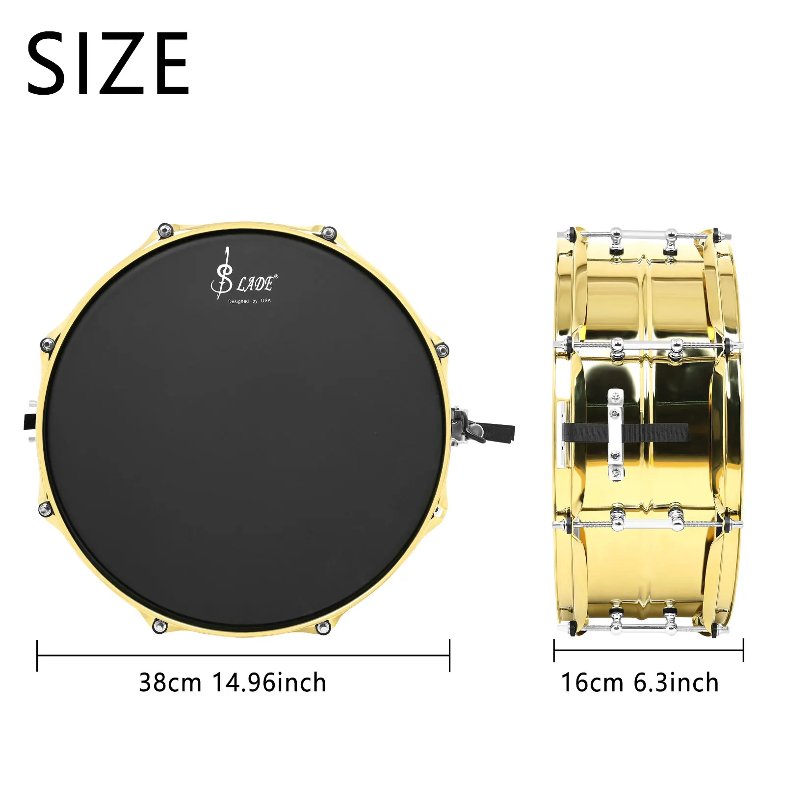 SLADE Snare Drum 14x5.5 Inch Matte Drumhead Percussion Instrument Stainless Steel Snare Drum for Band Practice Performance