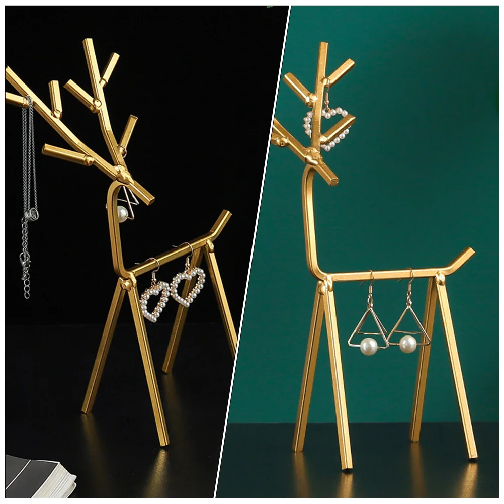

Creative Deer Jewelry Rack Durable Iron Art Earrings Necklace Ring Display Holder Desktop Jewelry Stand Chic Organizer