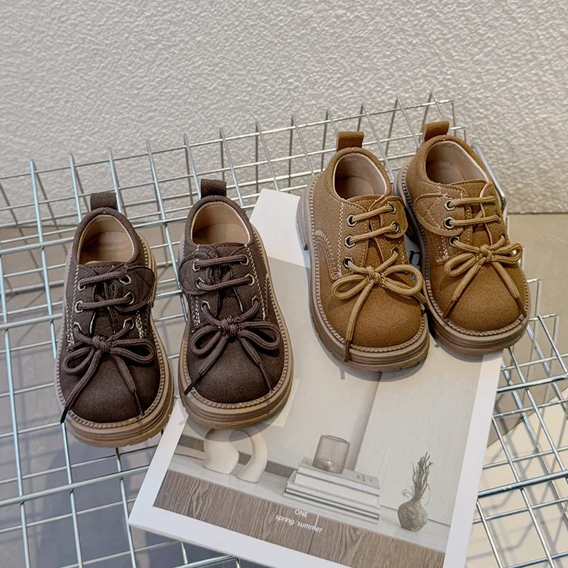 

2025 Autumn New Children Leather Shoes for Girls Fashionable British Style Soft Bottom Anti-slippery Versatile Chic Trendy Shoes