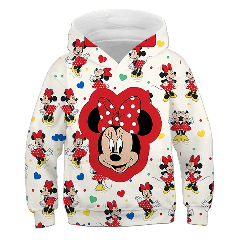 

Disney Children's Hoodie Disney Minnie Mouse Casual Top Kids' Pullover Sweater Autumn Kid Long Sleeve Girls Hooded Sweatshirt