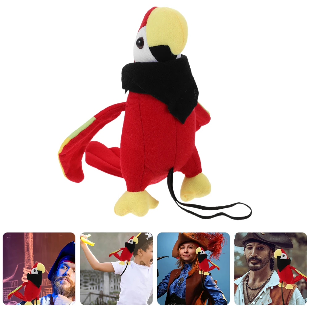 2Pcs Shoulder Parrot Plush Toy Pirate Cosplay Accessories Stuffed Parrot Model Artificial Bird Model Pirate Costume Parrot Prop