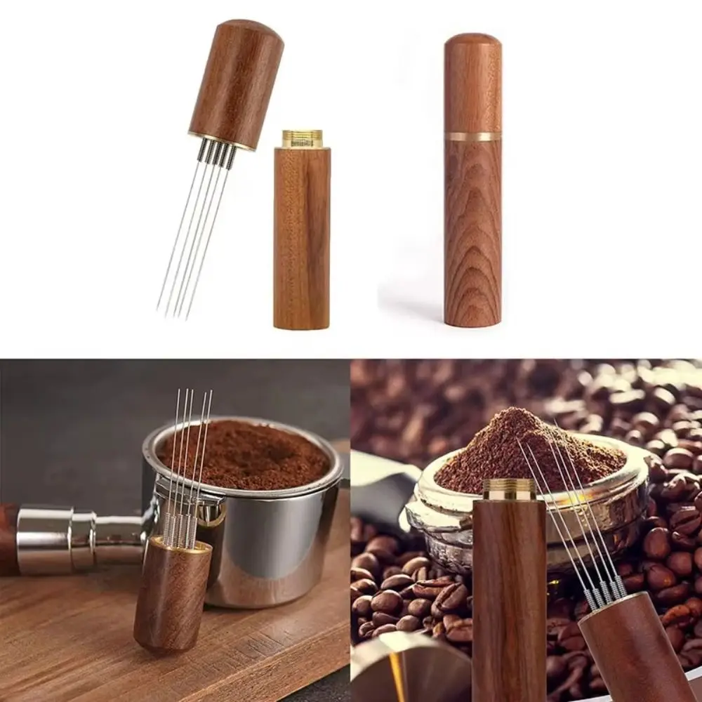 Stainless Steel Coffee Powder Tamper Mini Wood Handle Espresso Coffee Stirrer Espresso Distributor Barista Accessories