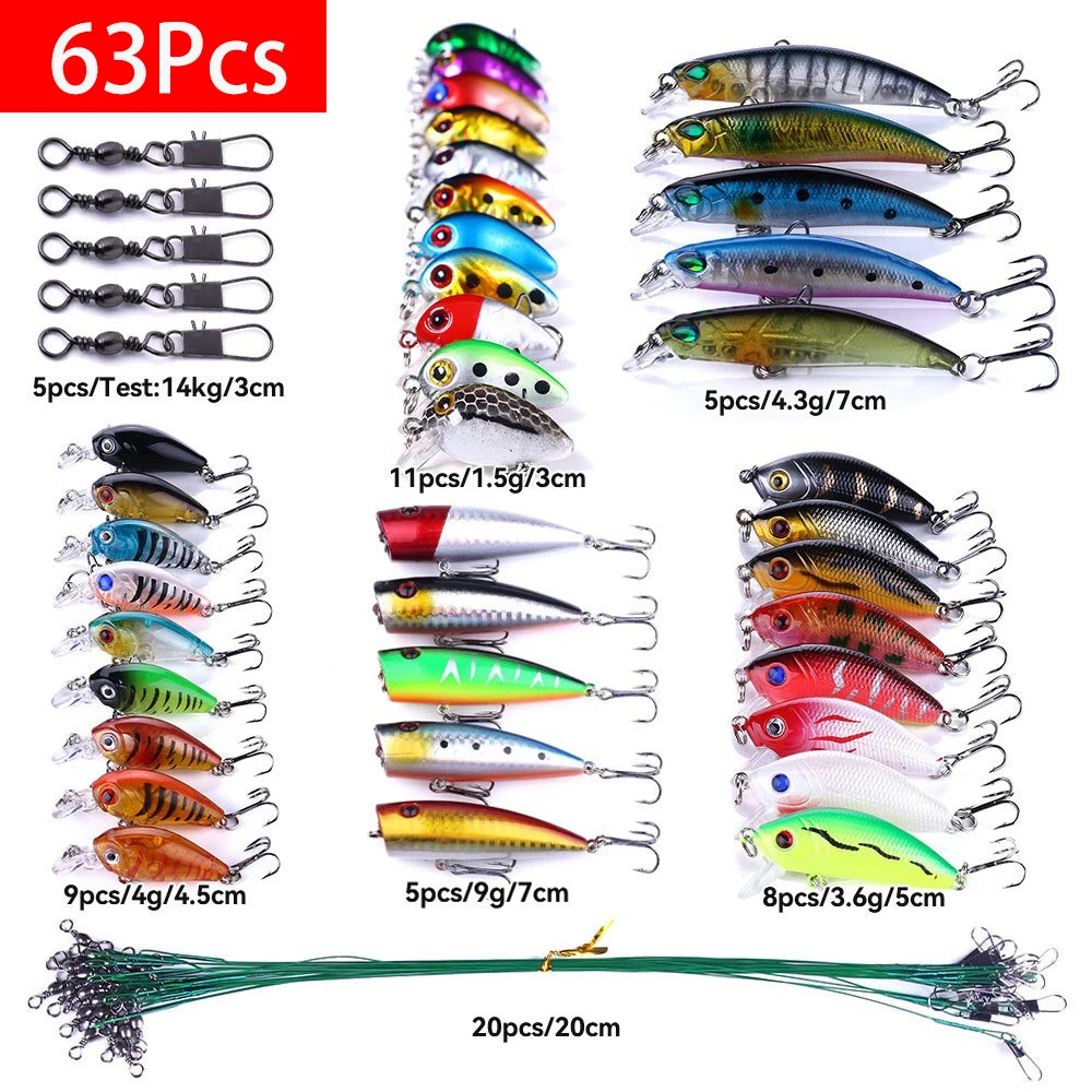 Imagem -06 - Artificial Bionic Crank Fishing Lures Grupo Crankbait Tackle Kit de Isca Dura Minnow Popper Lápis Swing Swimbait Wobblers