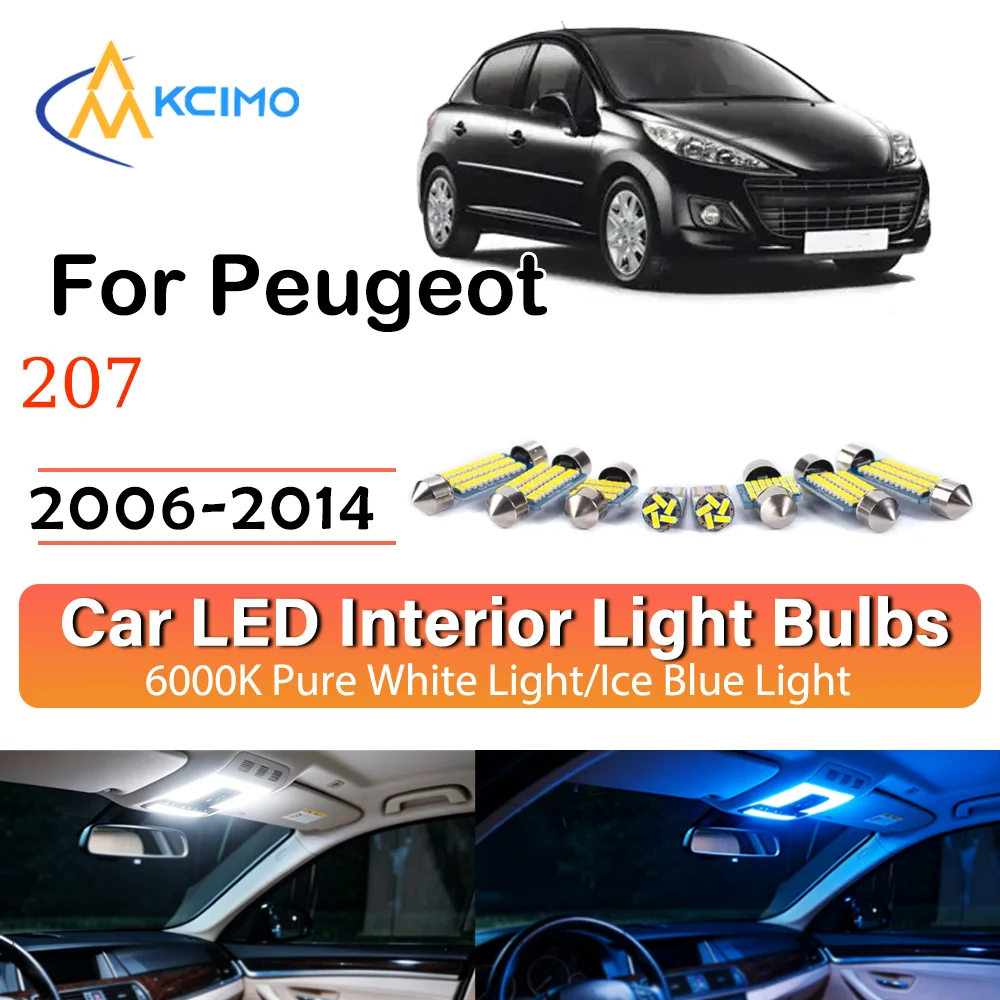 

High Quality LED Interior Lights For Peugeot 207 (2006-2014) Two Colors Choice Super Bright Easy Install Decor