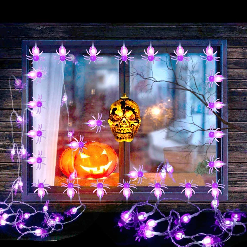 Halloween Purple Spider Light String Realistic and Strong Practicability Suitable for Ball Carnival Party