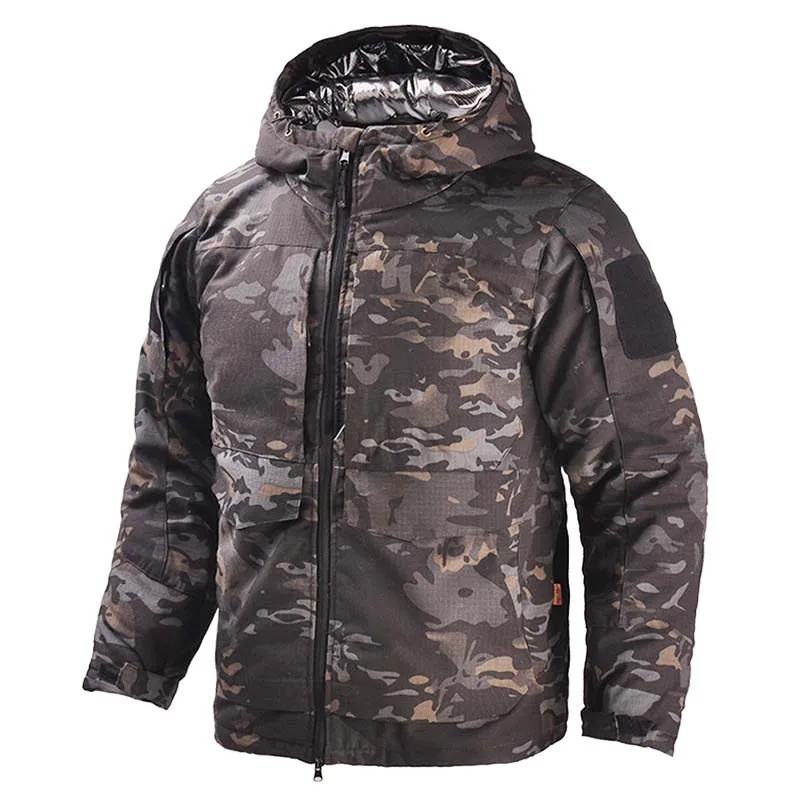 Camo militar dos homens terno tático, impermeável nos corta-vento, multi bolso Hoodie, camping uniforme, inverno, novo