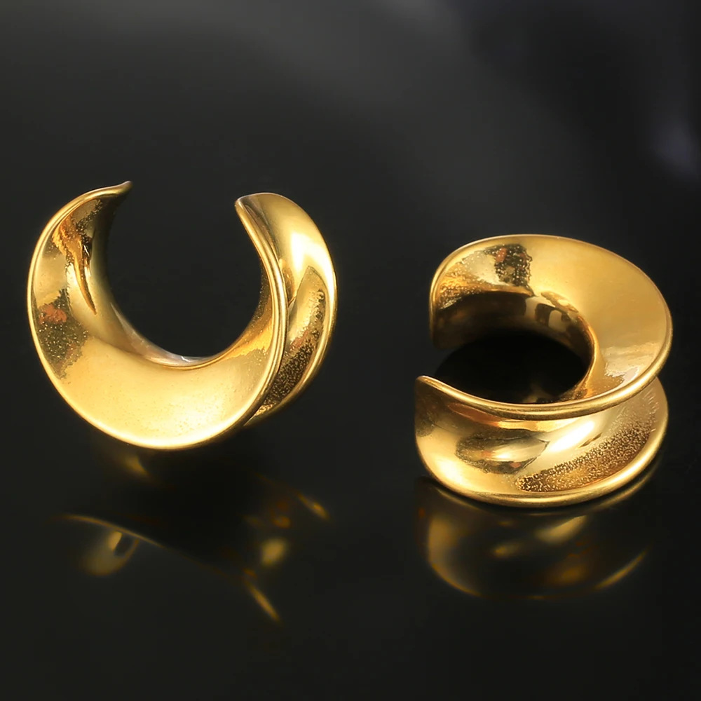 2PCS Moon Ear Saddle Plugs for Stretched Lobe Piercing