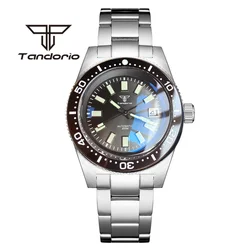 Tandorio 62mas nh35a pt5000 300m automatische Tauch männer sehen gewölbte ar Saphirglas Klicks rotierende Lünette Datum Stahl Armband