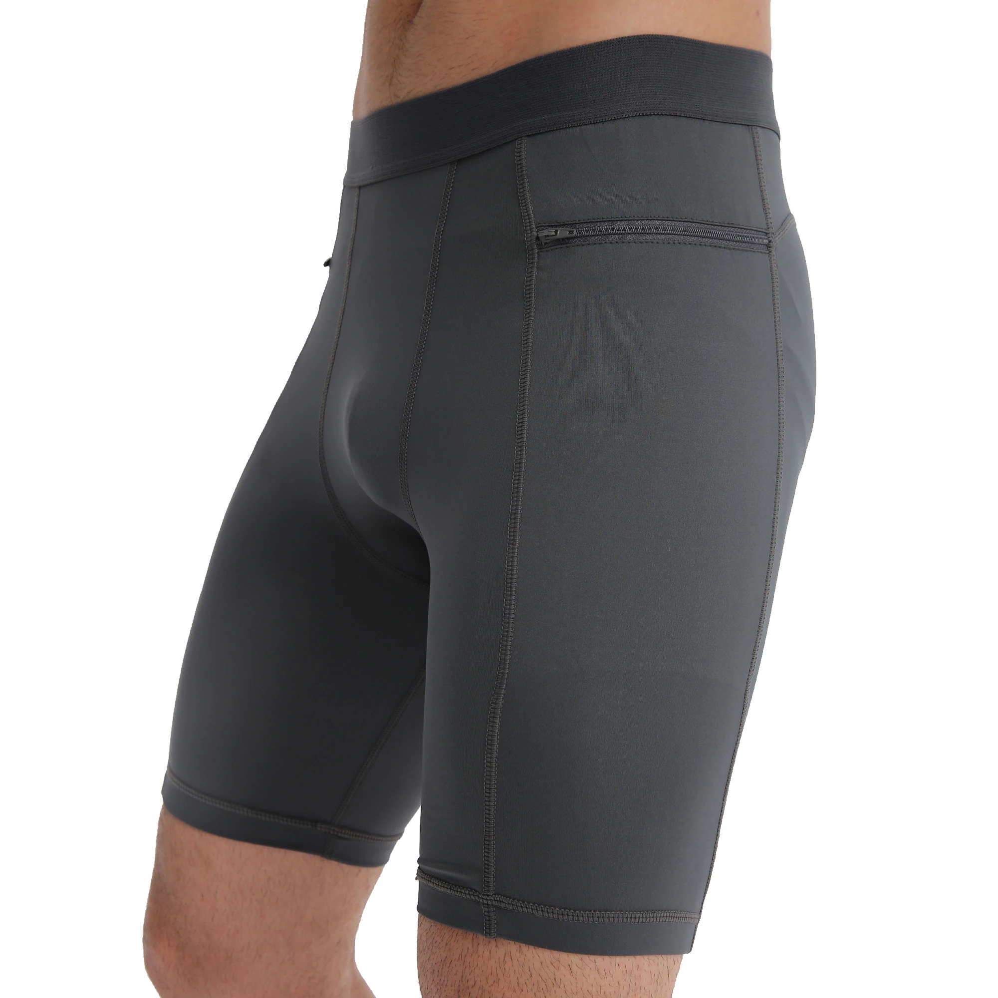 Pocket zipper Elastic Waist Mens Compression Skinny Shorts Mens Underwear Spandex Shorts Quick Dry Sports Fitness Workout Shorts