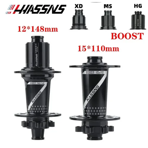 HASSNS PRO7 MTB cubo de bicicleta BOOST 12x148mm 15x110mm 4 rodamientos sellados 32H 120T bicicleta de montaña HG/XD/MS 8/9/10/11/12 velocidades