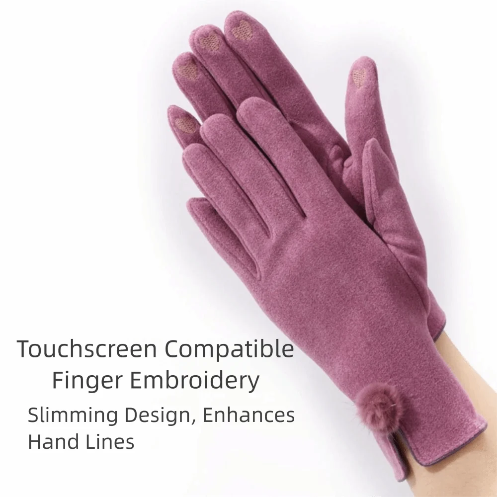 قفازات شتوية مخملية لطيفة من جلد الغزال سميكة مقاومة للرياح من جلد البولي يوريثان شاشة تعمل باللمس مقاومة للماء قفازات ركوب الدراجات للنساء في الهواء الطلق #4