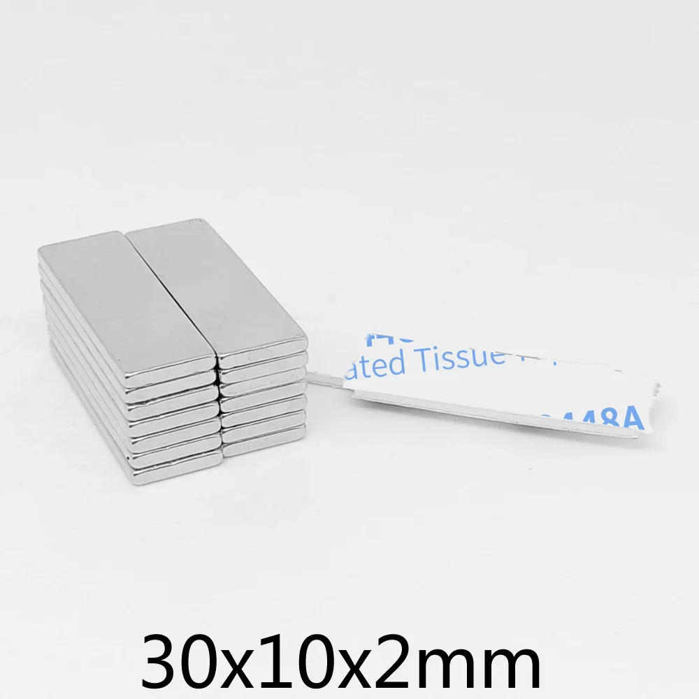 5/10/20/30/50/100PCS 30x10x2mm Block Magnets 30x10x2 Rectangular Rare Earth Neodymium Magnet With 3M Self - Adhesive 30*10*2