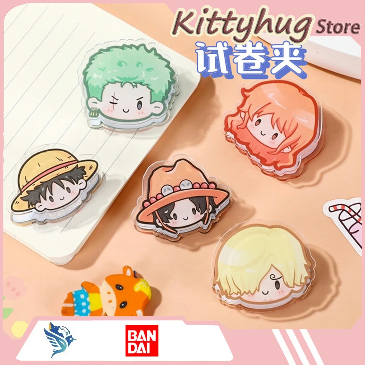 

One Piece Cartoon Animation Pp Test Paper Clamp Folder Monkey D. Luffy Roronoa Zoro Stationery For Students