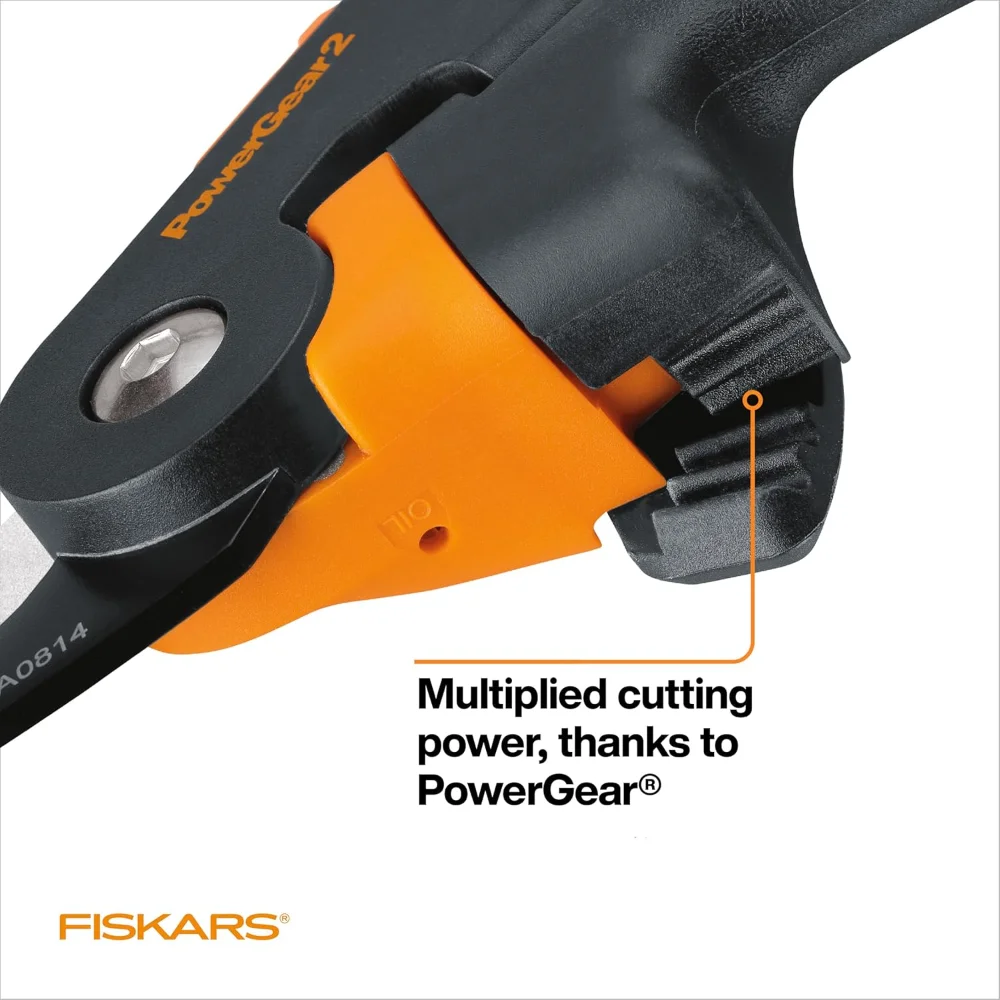 Tijeras de podar Fiskars, tecnología PowerGear2 Multiplas de potencia, mango rodante para una facilidad de uso