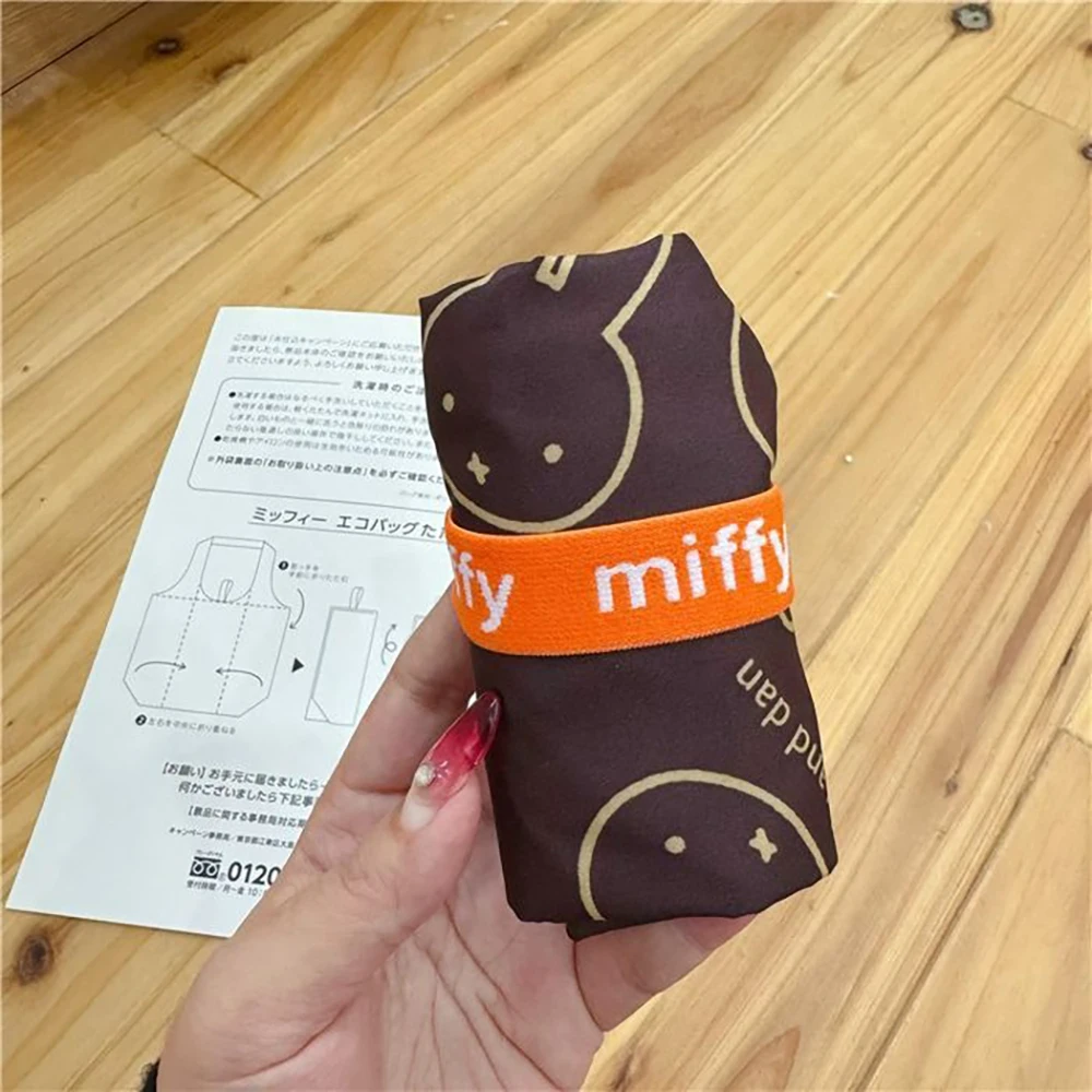 Kawaii miffy bonito saco de compras dos desenhos animados coelho impressão portátil dobrável multifuncional viagem alta capacidade bolsa presente da menina