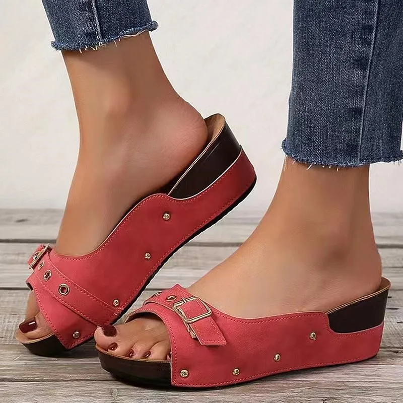 Women Sandals 2023 Fashion Heels Shoes For Women Summer Sandals Slip On Wedges Zapatos Mujer Outdoor Slippers Platform Sandals