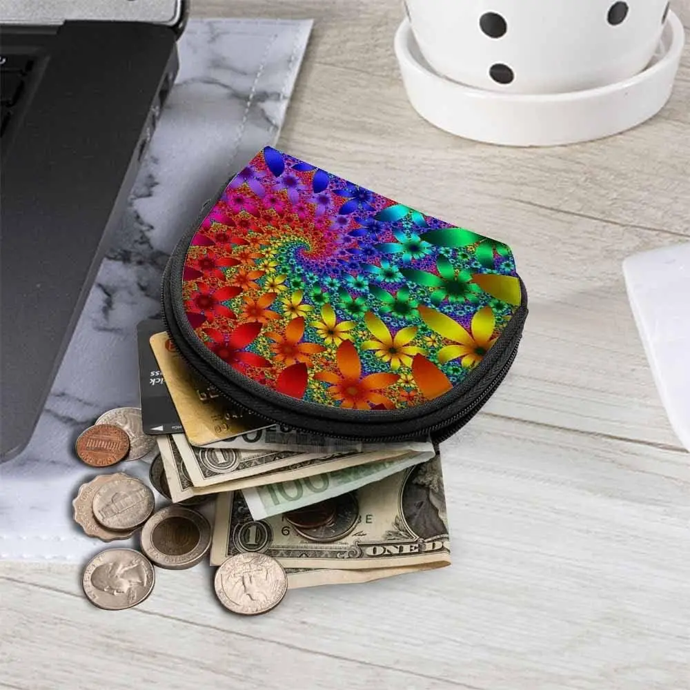 Small Coin Purse Tie Dye Rainbow Spirals Fractal Mini Wallet Coin Pouch Change Purse For Women Men Girls