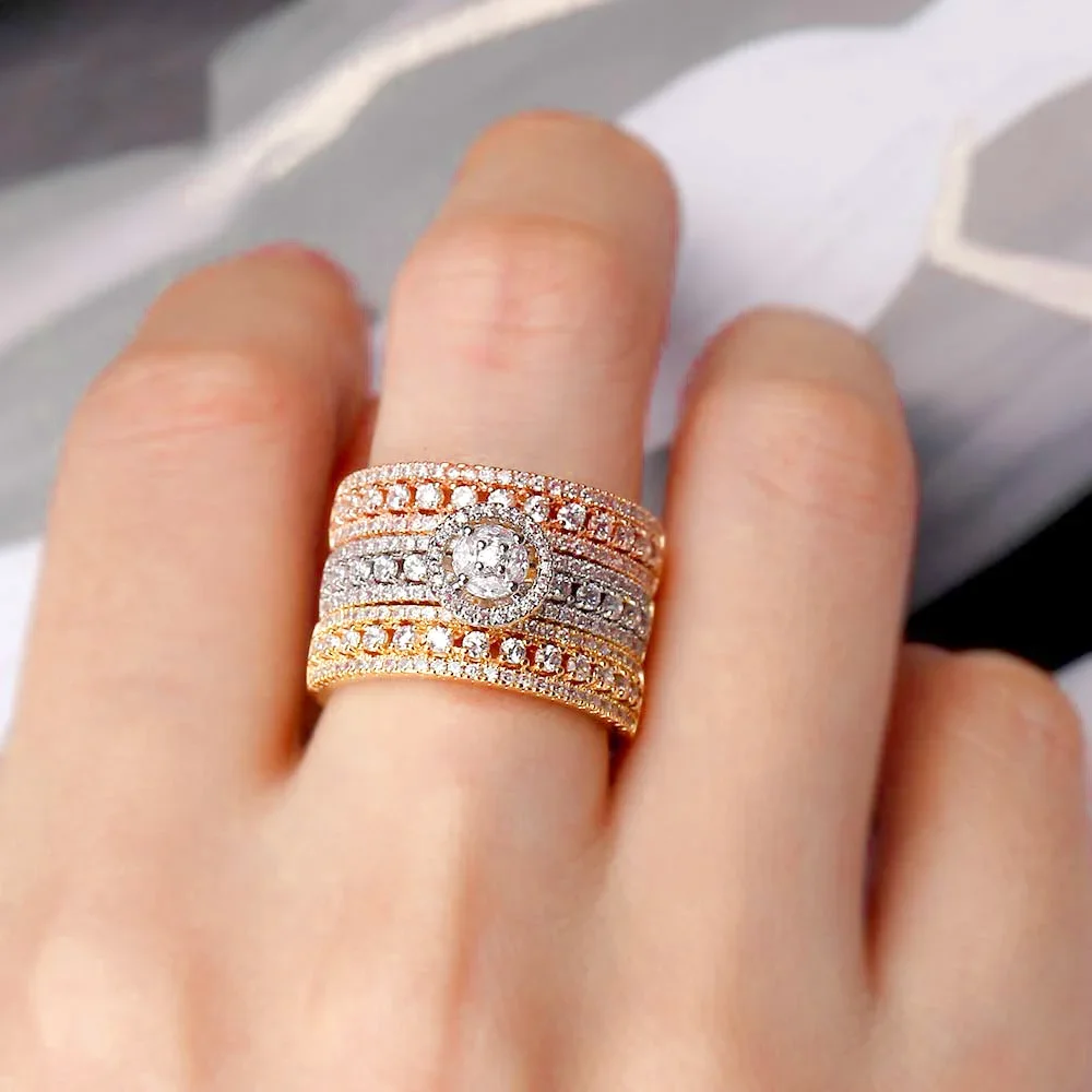 

JEWEL Fashion Combination ring High Quality Micro Paved AAA+ Cubic Zirconia Rings For Women Wedding Party Gift