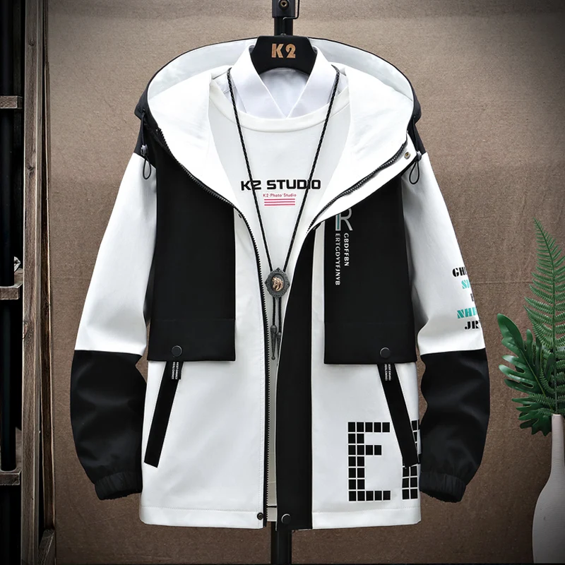 

New 2024 Spring Autumn Men's Casual Hooded Jackets Streetwear Loose Coats Youth Outdoor Windproof Plus Size M-4XL Tops Clothing