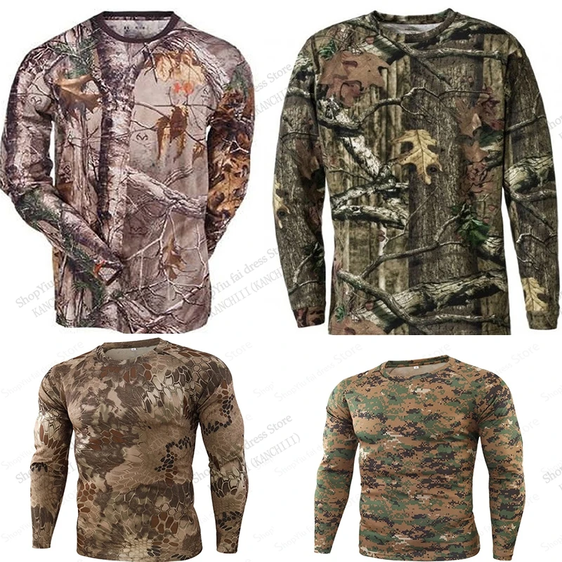 Fishing Hunting Camouflage 3D Print Long Sleeve T-shirt Men Women Fashion Tops Tees Outdoor Sports Jungle Tshirt Mens Clothing