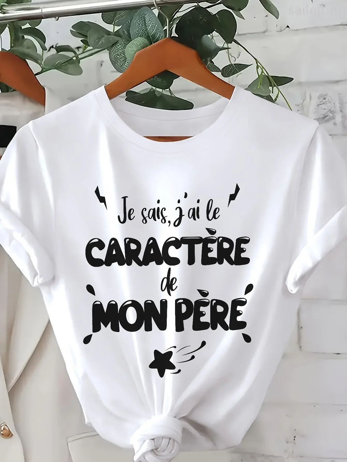 

Women'S French Graphic White Crew Neck Short Sleeve Casual Aesthetic Clothes Women Clothes