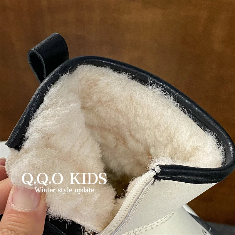 Children\'s Short Snow Boots 2023 Winter Flat Anti-slip Waterproof Plush Thickened Warm Cotton  Fashion Shoes