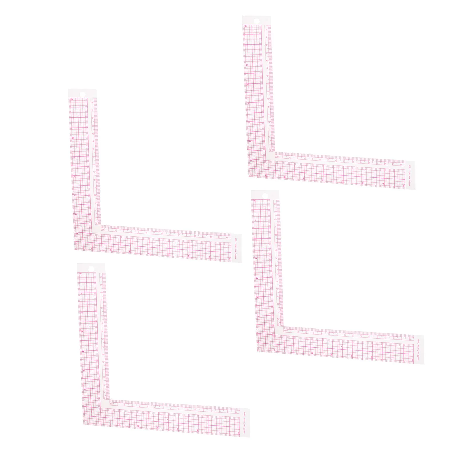 4Pcs Dressmaking Ruler Clear Plastic L Shape Pattern Marking Tool for Garment Sewing Tailor Supplies 8.46 Inch