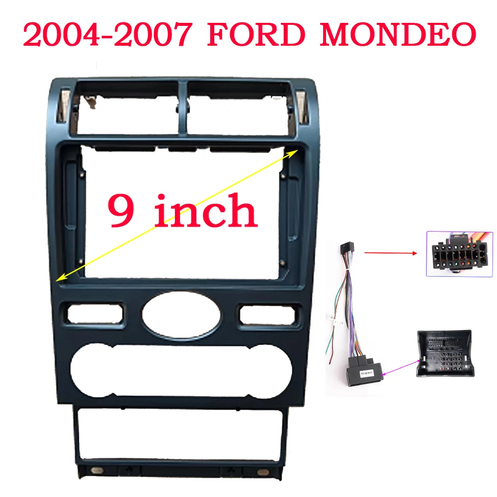 WQLSK 2 Din 9 Inch Car Android Radio Fascia for Ford MONDEO 2004 2005 2006 2007 Special Dash Trim Kit DVD Frame Panel Refitting