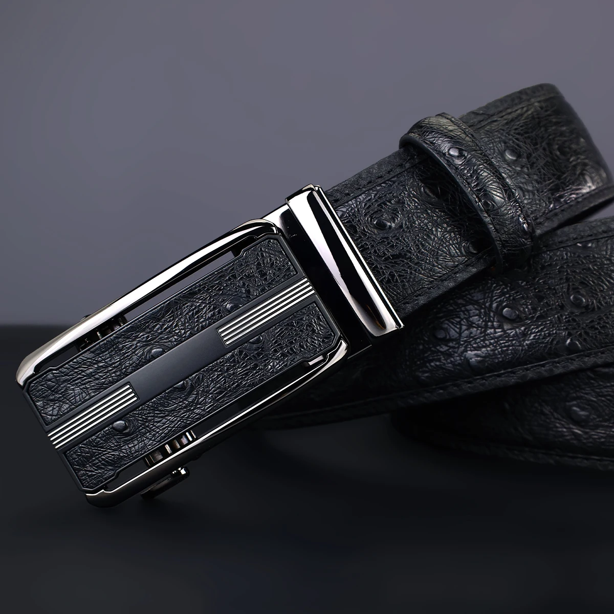 حزام جلدي بإبزيم تلقائي للرجال مع رأس معدني للأعمال جينز كاجوال وإكسسوارات ملابس عصرية متعددة الاستخدامات #3