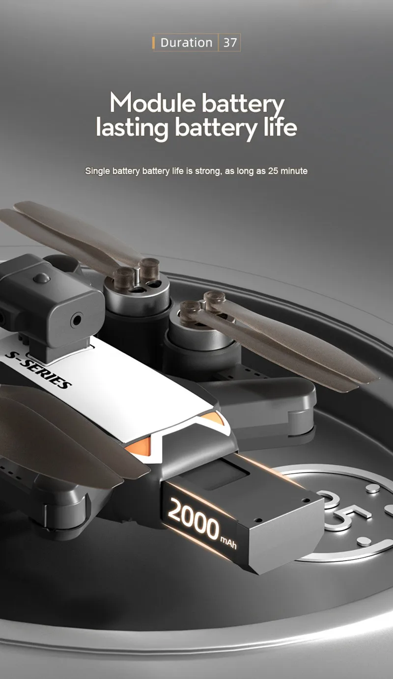 LSRC S2S Drone Battery LS-S2S S2S Brushless RC Drone Spare Parts 3.7V 2000MAH Battery/USB/Propeller S2S RC Dron Battery Parts