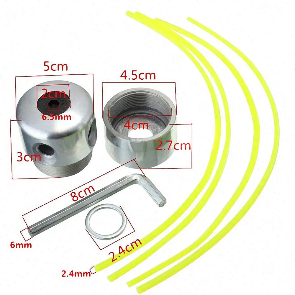 Universal Aluminum Trimmer Head with Four Trimmer Lines for Brush Cutter Grass Trimmer Head Replacement Tool Part