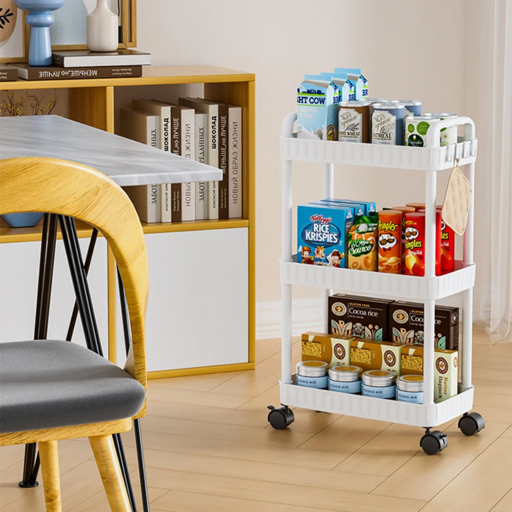 Kitchen Shelf With Wheels Household Multi Purpose Bedroom Storage Rack Multiscenario Floor Standing Simplicity Plastic Organizer