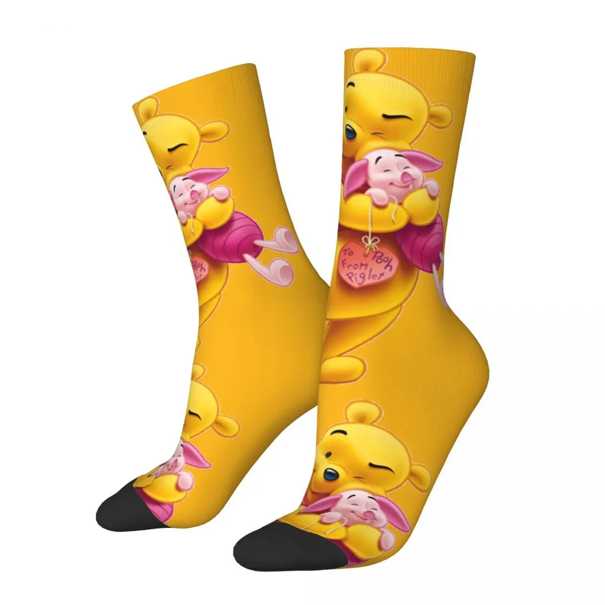 Anuncios And Piglet (1) Men's Socks Retro Harajuku Disney Winnie The Pooh Street Style Novelty Casual Crew Sock