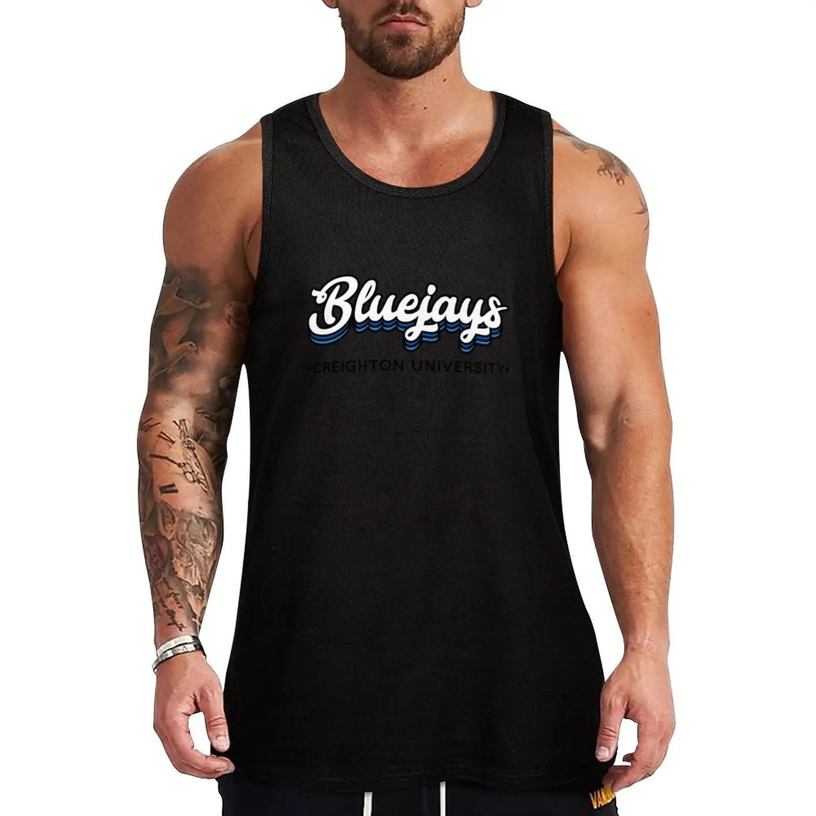 Bluejays - Creighton Tank Top muscular man gym t-shirts man sleeveless gym shirt man fitness Gym t-shirt