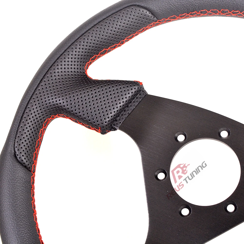 330mm 13inch Red Stitch Flat Car Truck Sport Race Rally Racing PC Driving Game Gaming Simulator Steering Wheel